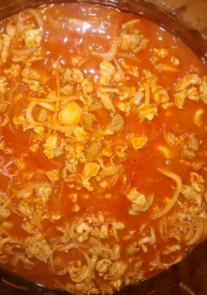 Una foto de Bistec encebollado