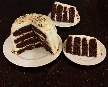 Fresh, Serving Recipe Mocha Layer Cake with Whipped Mascarpone Cream and a Coffee Glaze Drizzle Delicious Perfect