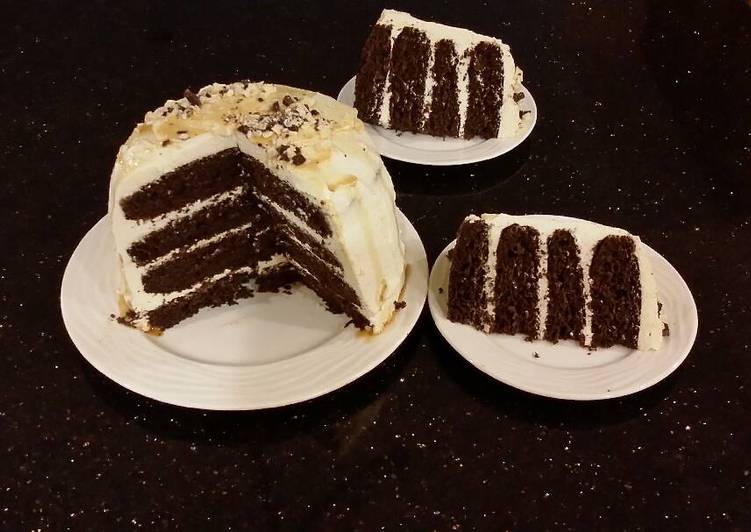 Recipe of Ultimate Mocha Layer Cake with Whipped Mascarpone Cream and a Coffee Glaze Drizzle