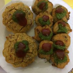 A picture of Masoor daal kababs and Muffins.