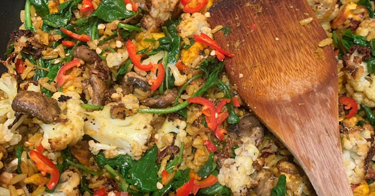 Indian spiced Halloumi and cauliflower rice Recipe by Kate Carless