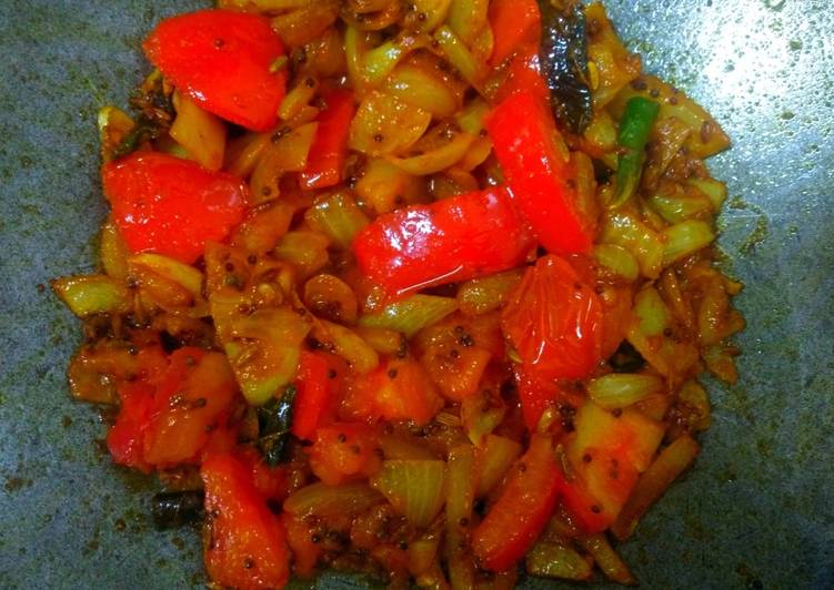 Recipe of Speedy Sweet and sour  Tomatoes and onion sabzi