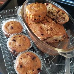 A picture of Chocolate Chip Banana Zucchini Yogurt Muffins.