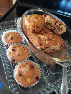 A picture of Chocolate Chip Banana Zucchini Yogurt Muffins.