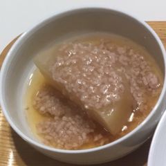 Japanese radish with soboro sauce of pork A picture of Japanese radish with soboro sauce of pork.
