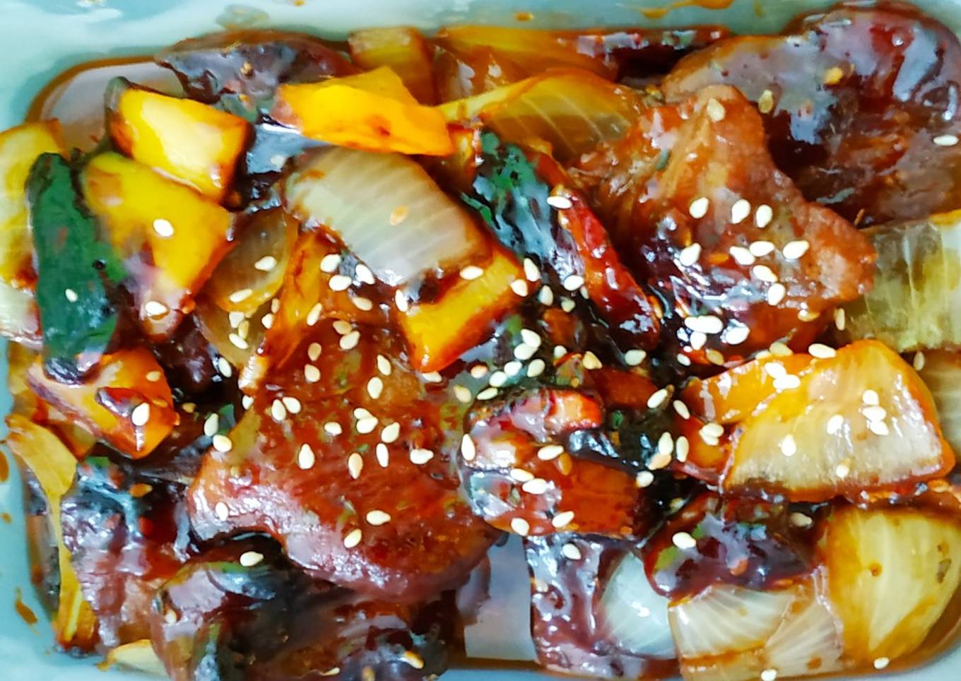 Cara Gampang Menyiapkan Daging Goreng saus BBQ yang Enak Banget