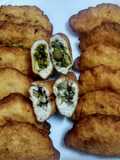Stuffed gujiya dahi bhalle with two type stuffing