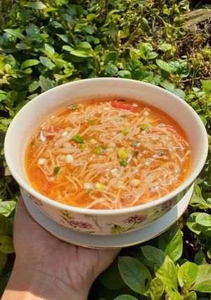 Foto resep Sup enoki asam manis