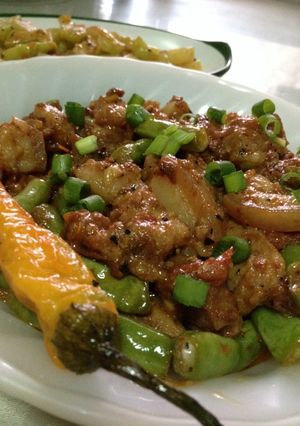 A picture of Pork in Shrimp Paste (Filipino Binagoongan) - Pork with Bagoong.