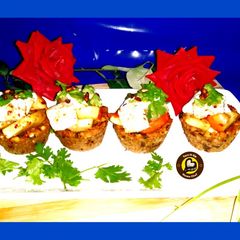 Baked Sabudana basket chaat A picture of Baked Sabudana basket chaat.