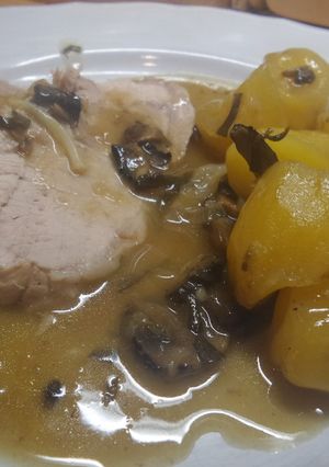 Une photo de Rôti de porc à l'estragon et pomme de terre