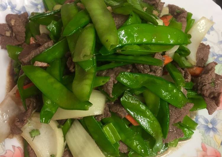 Cách Làm Món Đậu dẹp hà lan xào thịt bò của Minh Chau Lê thị - Cookpad