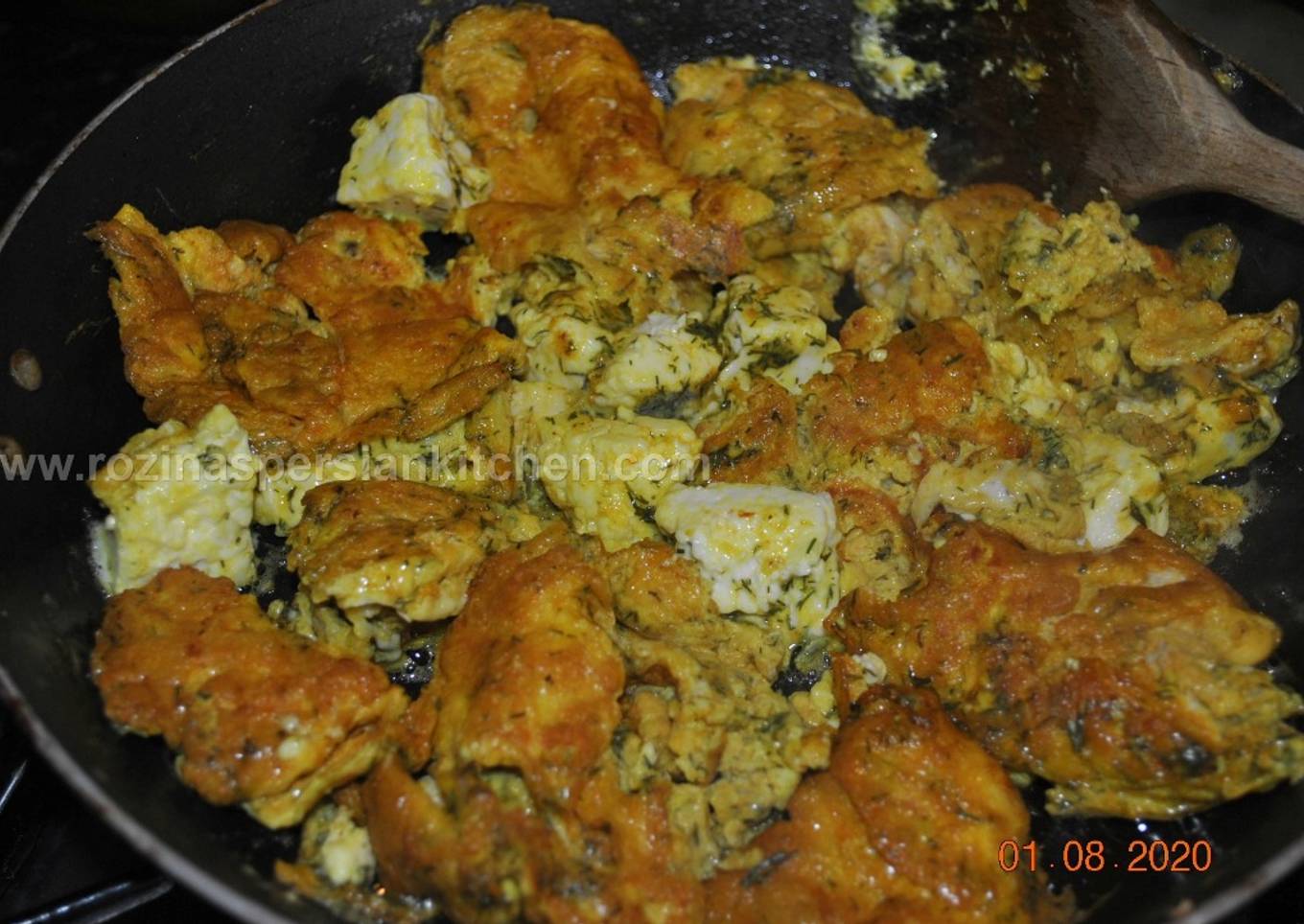Persian Scrambled eggs with Feta Cheese and Dillپنیر برشته گیلانی