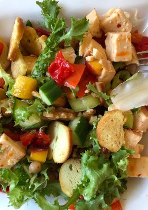 A picture of Marinated Pepper and Peach Salad.