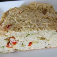 A picture of "No Yeast Savoury Tea Bread- with mustard, red bell pepper and coriander.