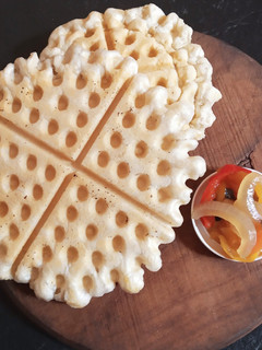 Una foto de Waffles salados de fécula de mandioca: sin gluten, sin lácteos