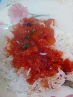 A picture of Rice with stew#authormarathon#.