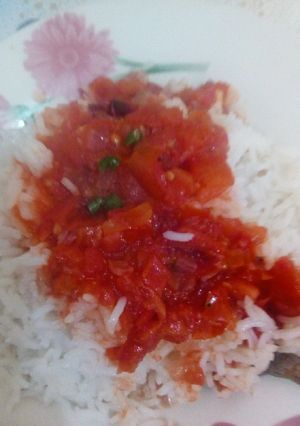 A picture of Rice with stew#authormarathon#.