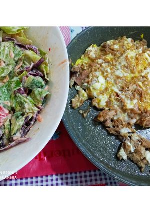 عکسی از دستور تن ماهی و تخم مرغ آقا پز🥫🧔