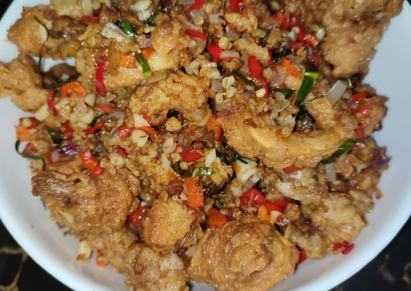 Cumi oseng dengan tepung sambal matah