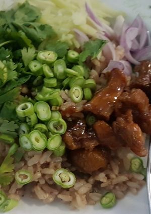 รูปของ ข้าวคลุกกะปิ&หมูหวาน #งบ 60 บาท