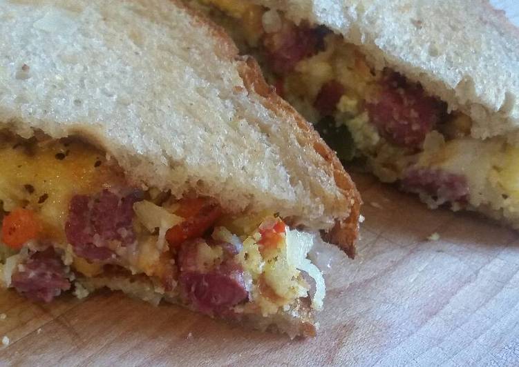 Simple Way to Make Any-night-of-the-week Midwest Corned Beef & Egg Hash on Rye