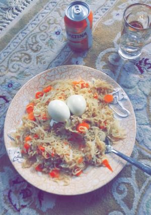 A picture of Indomie and egg.