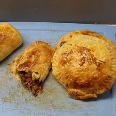A picture of Ox liver and boerewors pie.