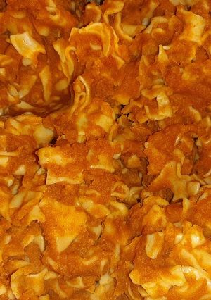 Lilahagymás krumplis tészta recept fotója