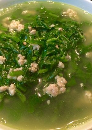 Hình của món Mùng tơi nấu thịt băm.