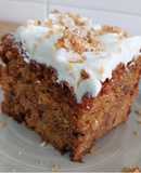 Tarta de zanahoria, melocotones y nueces caramelizadas (sin gluten)