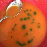 Ridiculously quick and easy tomato soup with basil oil