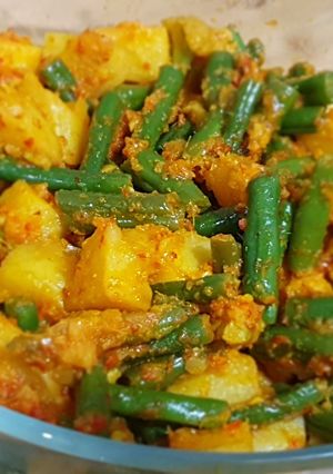 Foto resep Buncis Kentang bumbu kuning