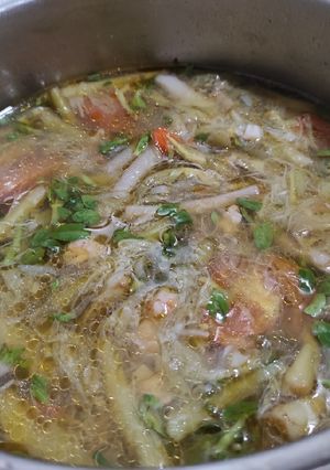 Hình của món Canh bồng khoai(ngó khoai) nấu tôm.