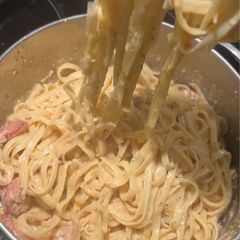 A picture of Smoked sausage and Boursin cheese pasta.