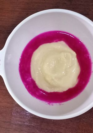 Foto resep Snack MPASI bubur kacang hijau saos buah naga