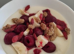 Zdjęcie przepisu Pudding ryżowy z owocami.