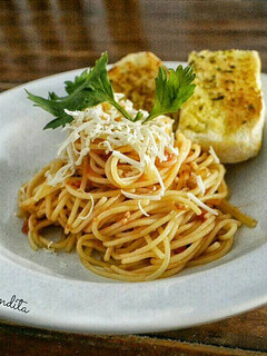 Foto resep Spaghetti bolognese dan bruschetta