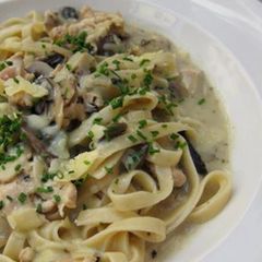 A picture of Creamy Chicken and Mushroom Fettuccine.