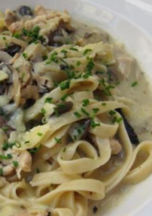 A picture of Creamy Chicken and Mushroom Fettuccine.