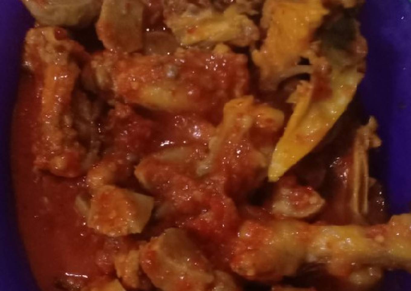 Rujak tulang ceker + baso sapi