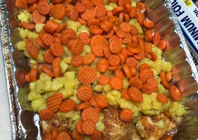 Steps to Prepare Homemade Baked Chicken w/ potatoes and carrots