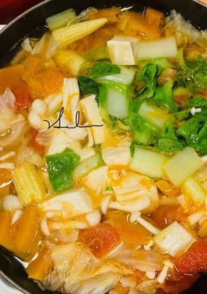 南瓜蔬菜湯/10分鐘 的食譜成品照片