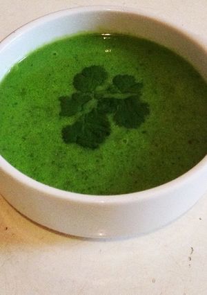 Una foto de Crema de cilantro y chile poblano