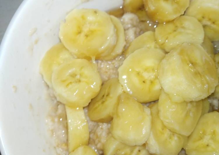 Menu sarapan diet, oat + pisang + madu + kurma