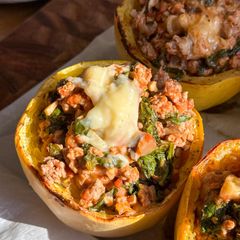 A picture of High Protein Low Carb Spaghetti Squash!.