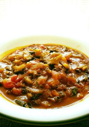 A picture of Bittergourd tangy curry.