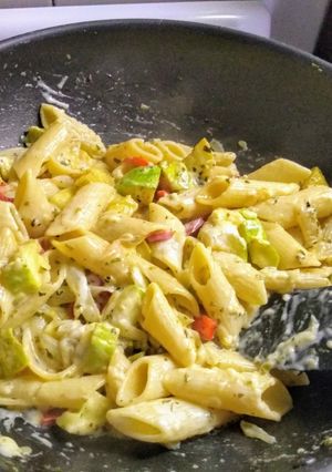 Una foto de Fideos salteados con zukini