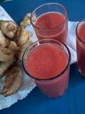 Licuado fresco de frutilla y durazno 🍑 🍓