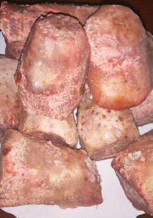 A picture of Boiled Nduma/ Arrow roots.